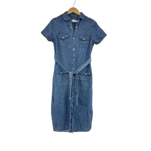 Boyish Jeans Revolve Marcel Western Shirt Dress In Blau Minimalist Womens Small - Picture 3 of 7
